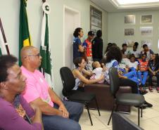 Esporte e Educação - Chefe do NRE e alunas da rede pública estadual participam de audiência com o presidente da CBAt e diversas outras autoridades