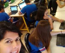 Colocando a teoria em prática, após realização da oficina: "A utilização da plataforma Quizlet como recurso adicional para elaboração e produção de avaliações", educadores da rede estadual de ensino do CE Adaucto da Silva Rocha, do município de Luiziana, utilizam o novo recurso pedagógico com seus alunos.