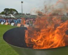 Manhã de quarta-feira, dia 13, movimentadíssima na cidade sede em Campo Mourão do 66º Jogos Escolares do Paraná – JEPS Bom de Bola Fase Final com a abertura oficial realizada no Estádio Municipal Roberto Brzezinski contando com as presenças de mais de 1.400 participantes, entre alunos-atletas, árbitros, coordenadores técnicos, professores de educação física e organizadores.
