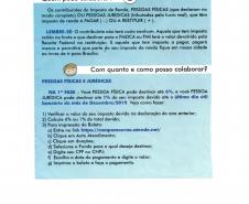Colabore com o Fundo Municipal dos Diretos da Criança e do Adolescente e/ou com o Fundo Municipal do Idoso. Deixe parte do seu imposto em nossa cidade e nos ajude na transformação de vidas através de nossos projetos sociais.
Emissão do boleto até 27/12/2019 com recolhimento até 30/12/2019.
CNPJ FMDCA : 14.030.884/0001-31
Conta BB 0406-5 C/C 56.982-8
CNPJ FMI: 22.843.436/0001-85
Conta BB 0406-5 C/C 66.322-0
