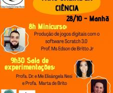 Nos dias 27 a 29/10/2020 o Colégio Estadual de Campo Mourão realizou o evento: “Pátio on-line da Ciência: nunca foi bruxaria, sempre foi Ciência”! Este foi organizado pelas professoras: Elisangela Rovaris Nesi (disciplina de Física), Prof. Marta Regina de Brito (disciplina de Química), alunos(as), Equipe Gestora e parcerias do Núcleo Regional de Educação (NRE) de Campo Mourão, Universidade Estadual de Maringá (UEM) e  Universidade Tecnológica Federal (UTFPR) campus de Campo Mourão.