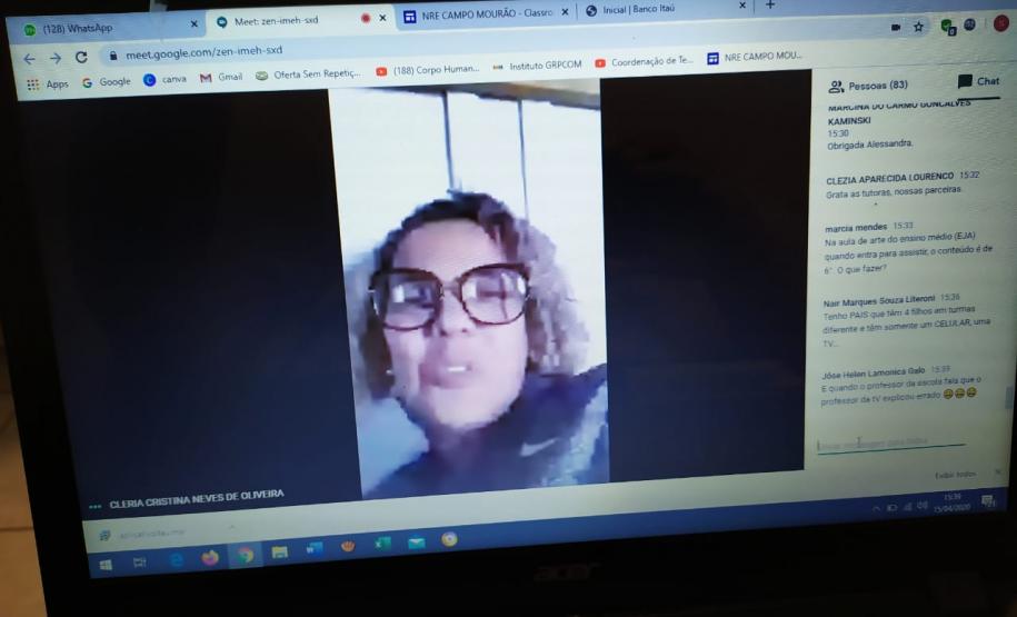 NRE DE CAMPO MOURÃO REALIZA REUNIÃO EQUIPE GESTORA DAS ESCOLAS A chefe do NRE, professora Ivete Sakuno e sua equipe vem realizando reuniões via aplicativo para orientações e amplo diálogo sobre o processo das aulas não presenciais que iniciaram em 06 de abril.